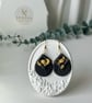 Textured Black Gold Geometric Statement Earrings, Hypoallergenic Autumn Jeweller