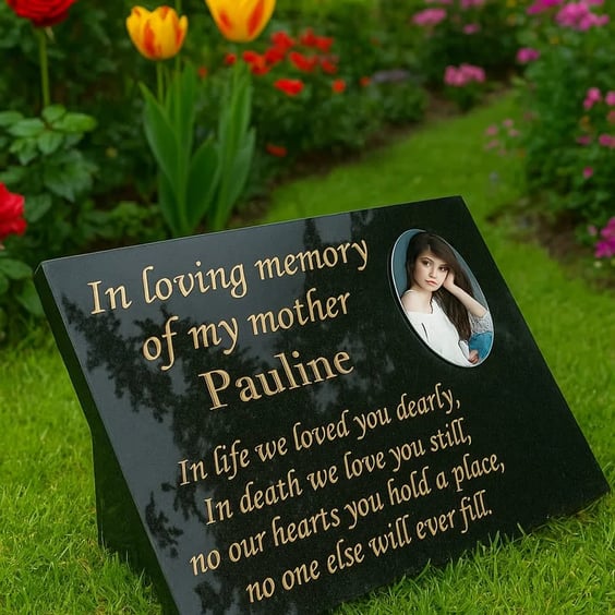 Personalised Granite Memorial Plaque Grave Marker Stone Slanted Headstone