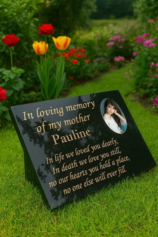 Personalised Granite Memorial Plaque Grave Marker Stone Slanted Headstone
