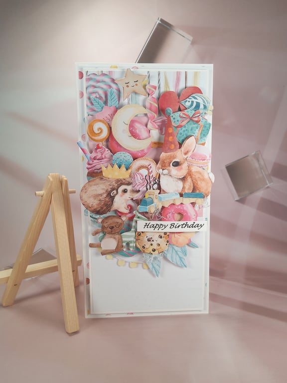 Handmade Birthday Card (56) Kraft Window Box Included