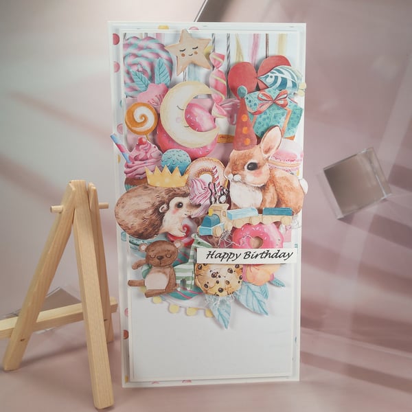 Handmade Birthday Card (56) Kraft Window Box Included