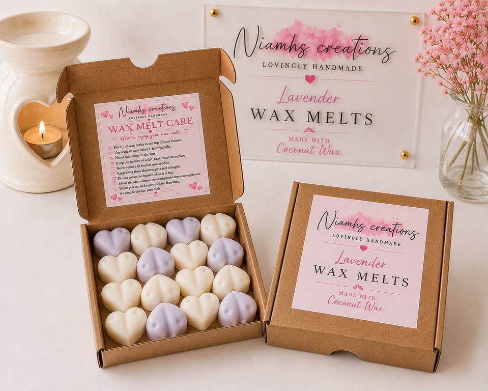Lavender Essential Oil Heart Wax Melts, Vegan, Cruelty Free-Handmade in the UK