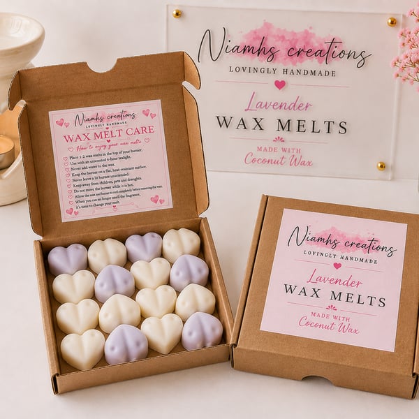 Lavender Essential Oil Heart Wax Melts, Vegan, Cruelty Free-Handmade in the UK