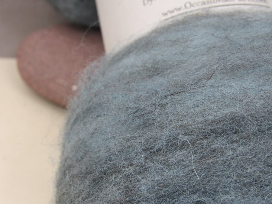 50g Light Indigo Blue Naturally Dyed Shetland Wool Batt
