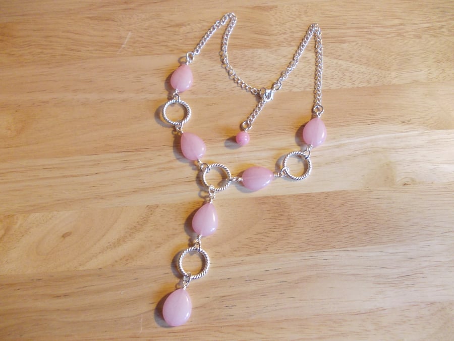 Pink Quartz drop necklace