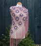 Crochet triangular shawl in sparkly gold, purple & baby pink - design LF433 - Image 2