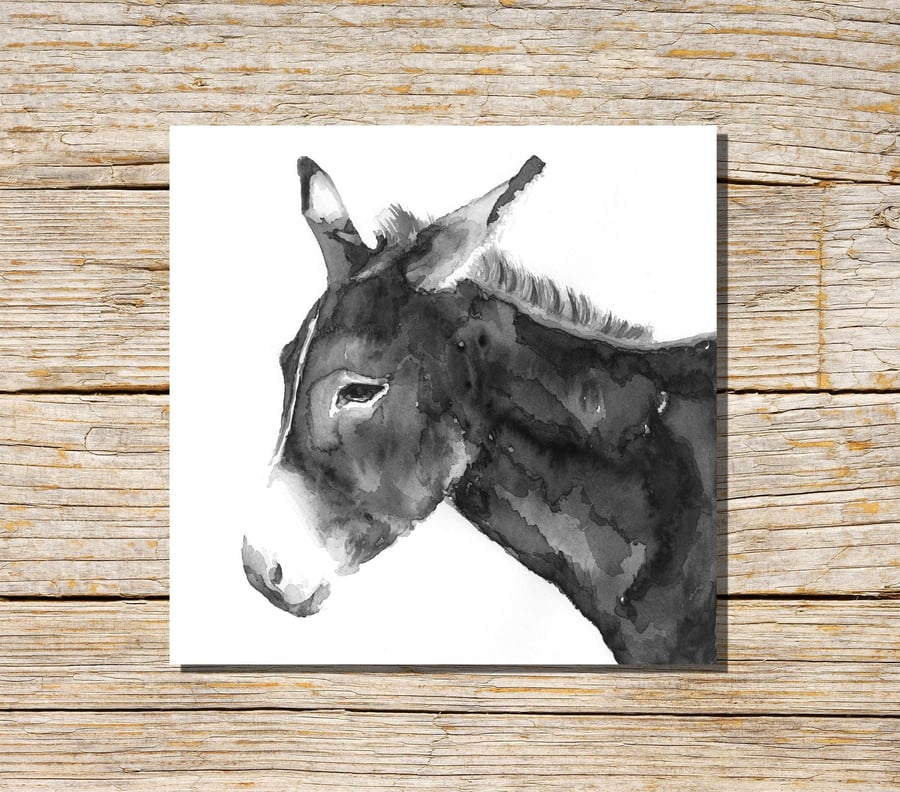 Animal Greeting Card, Donkey Card, Greetings Card, Donkeys, Blank Inside, Donkey