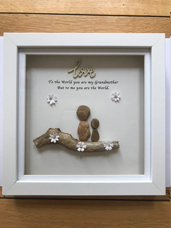 Grandmother Pebble Artwork, Nana Pebble Box Frame, Grandma Box Frame, Grandparen