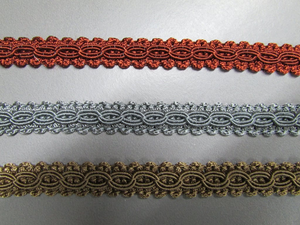 1cm Braid Trim in copper grey or gold