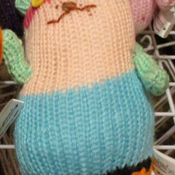 Rainbow Striped - Mint Green Midi Kitten Cat with Yellow Eyes Knitted By KM