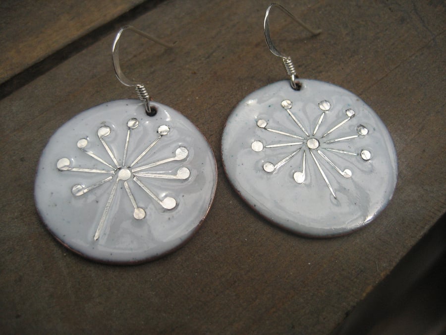 Dandelion seedhead enamelled earrings