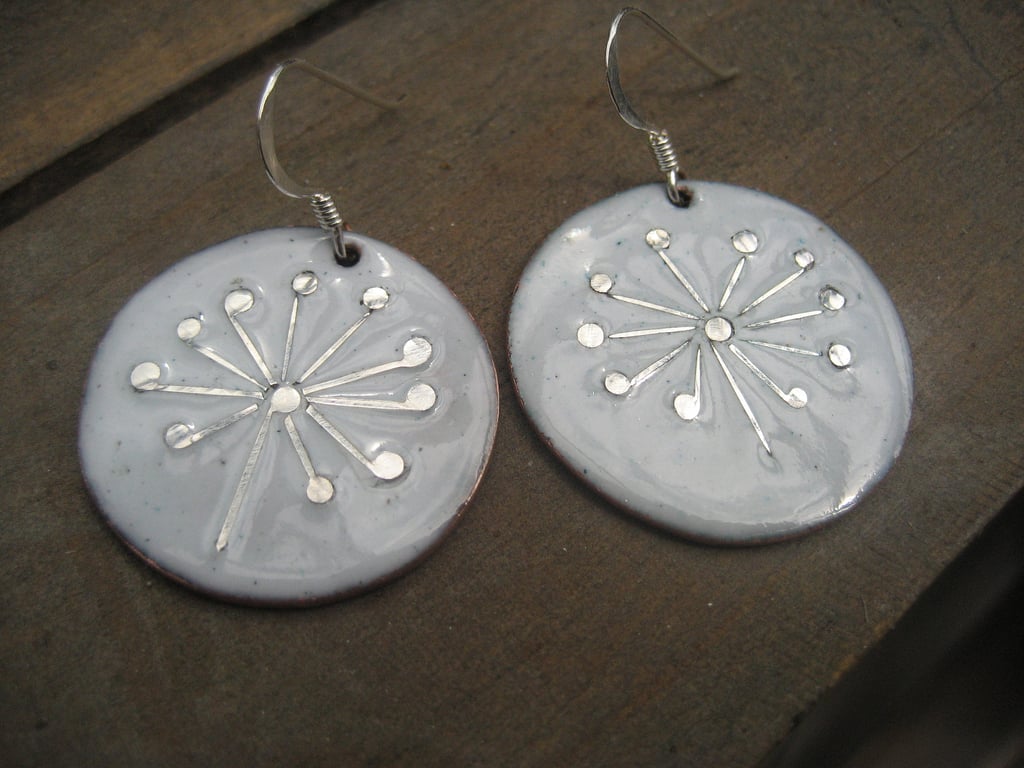 Dandelion seedhead enamelled earrings