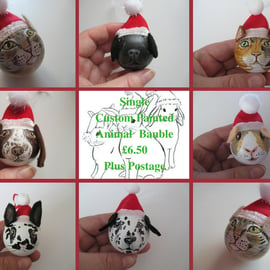 Personalised Pet or Animal Christmas Bauble Cat Dog Rabbit Guinea Pig Xmas