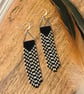 Long silver and black beadwork fringe earrings - Image 3