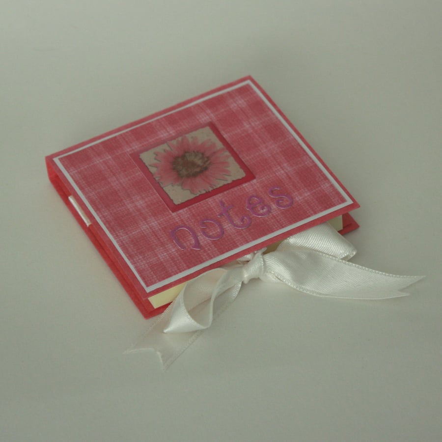Pink floral note pad holder