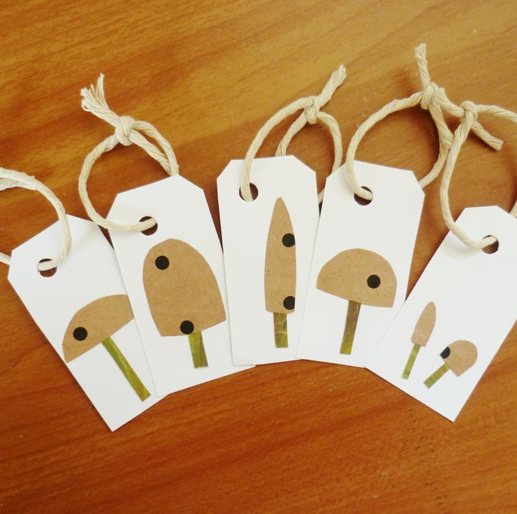 Collaged Mushroom Gift Tags - Folksy