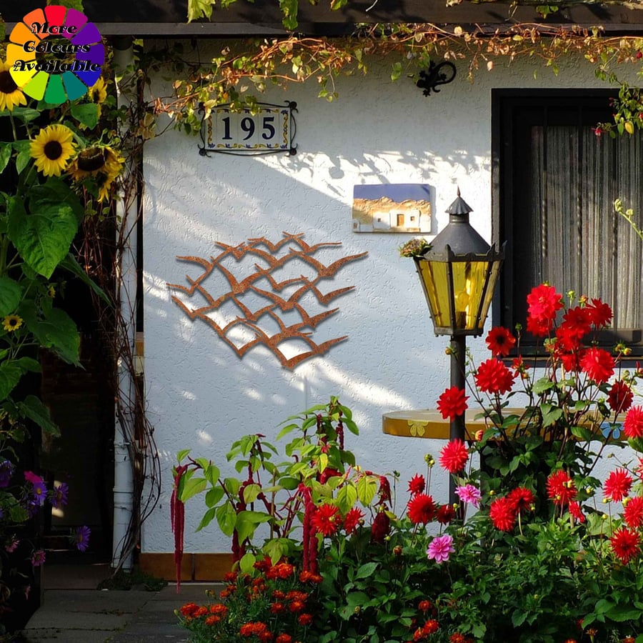 Rustic Metal Cranes Wall Art: Rusted Birds Decor for Living Room