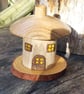 Quirky Hand crafted Wood turned Fairy Toadstool Cottage Incense Burner and cones