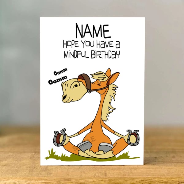 Personalized Horse Yoga Birthday Card: Equestrian Gift