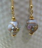 Artisan Lampwork Venetian style glass foil bead earrings - Image 1