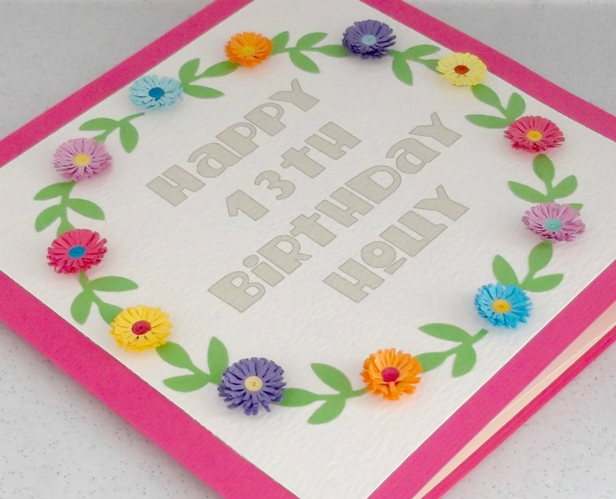 Birthday card - personalised with any age and name, 13th, 14th, 15th, 16th, 17th