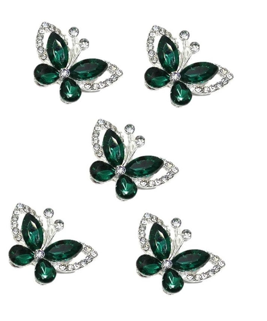 5pcs Crystal Butterfly Flat Back Diamante Embellishment Grade A Rhinestones Spar