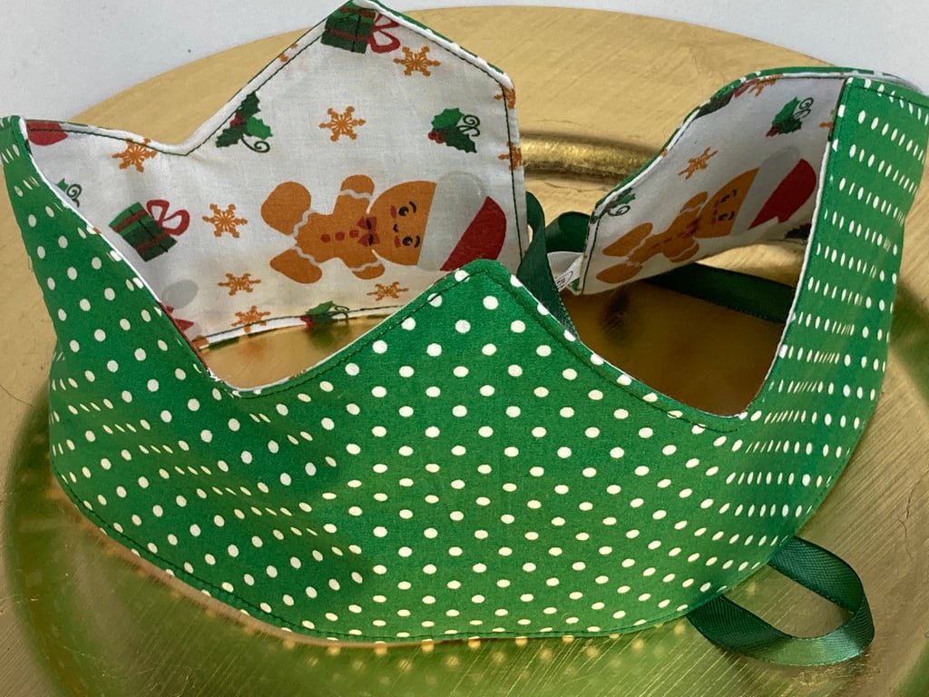 2 or 4 Double sided Christmas or Birthday party crowns with ribbon fastenings. 