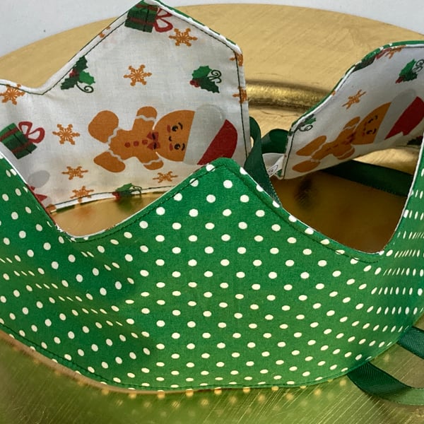 2 or 4 Double sided Christmas or Birthday party crowns with ribbon fastenings. 