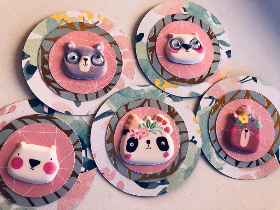 5 super-cute pink, gold and floral handmade embellishments die cuts scrapbooking