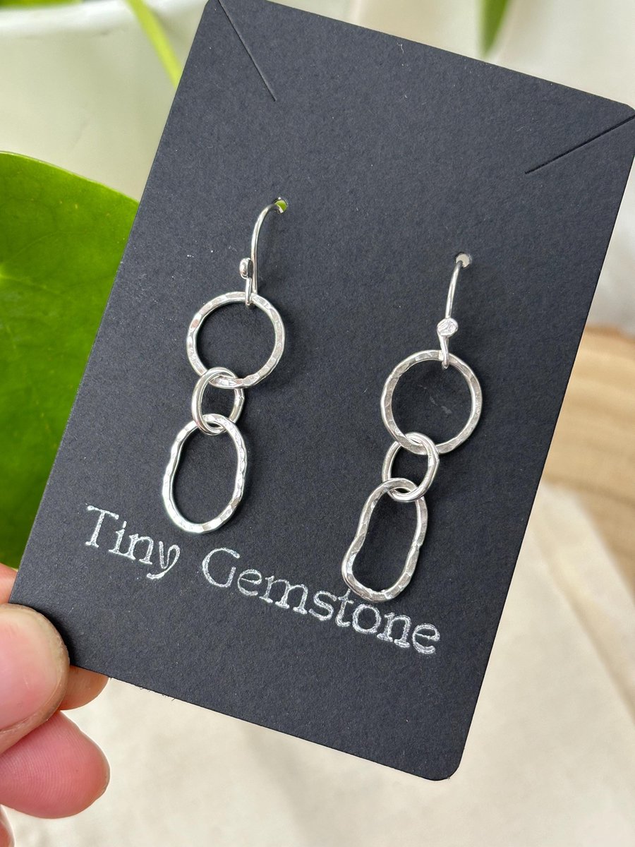 Dangle silver earrings, Statement earrings, 925 silver, Plain silver earrings, 