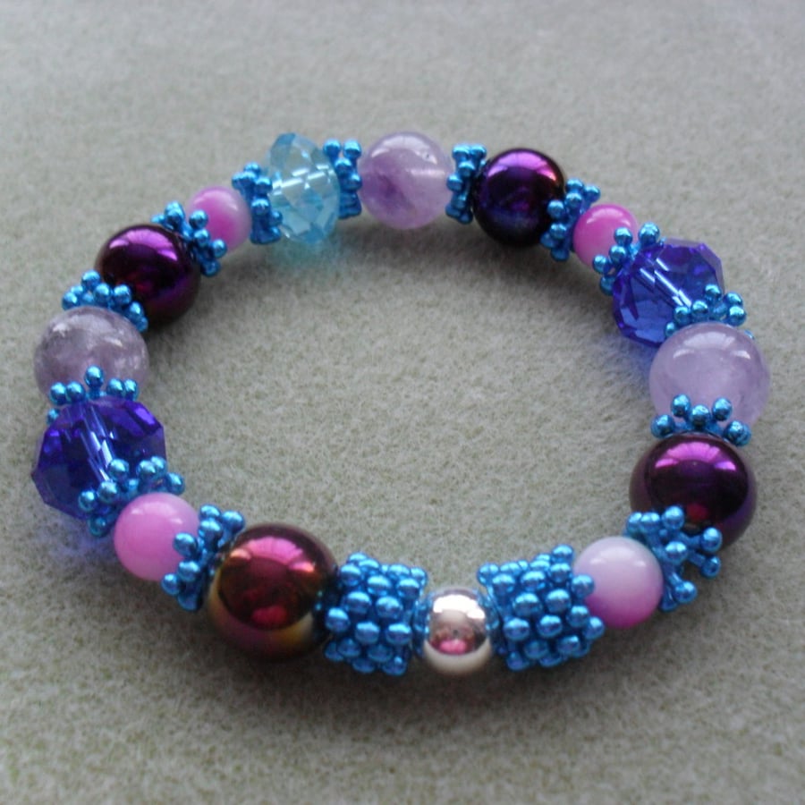 Purple and Blue Stretch Bracelet