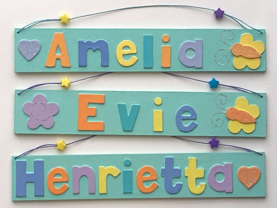 Any Name! Aqua Butterfly Name Plate