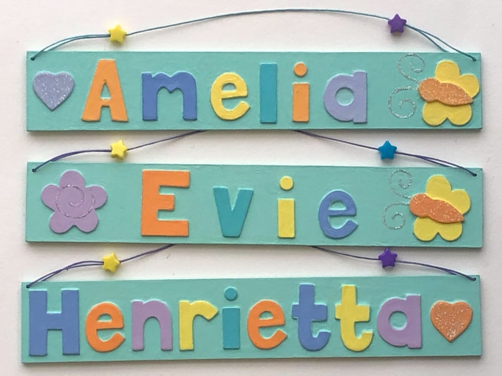 Any Name! Aqua Butterfly Name Plate