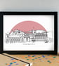 Bangor Wales Landmarks Skyline Art Print - Image 3