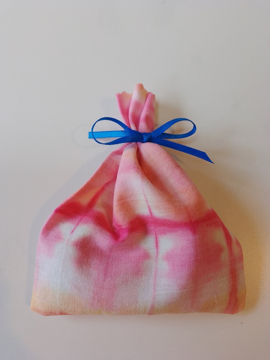 Cotton, Ice-Dyed Bag With Norfolk Lavender And Blue Ribbon Tie