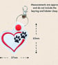 Heart Paw Print Keyring - Embroidered Faux Leather Bag Charm - Image 5