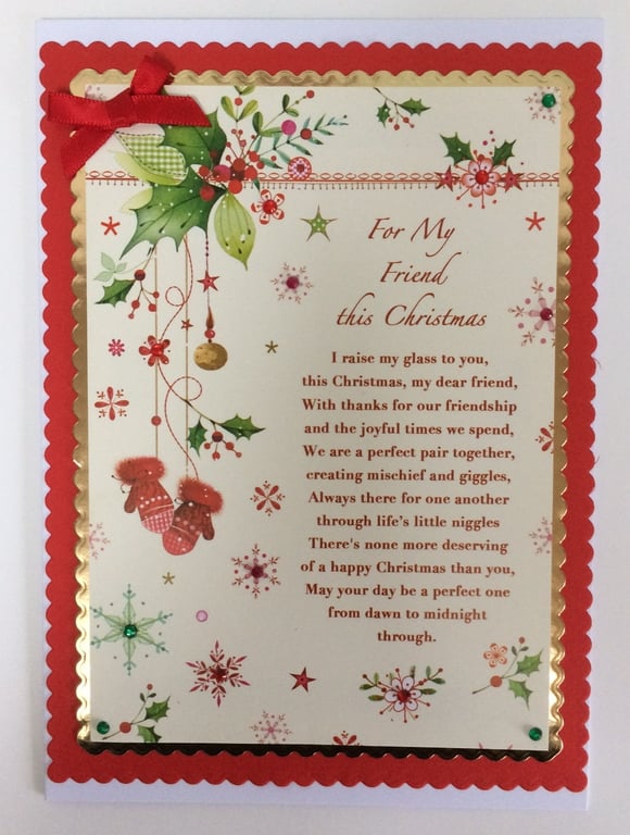 Handmade Christmas Card For My Friend This Christmas Poem