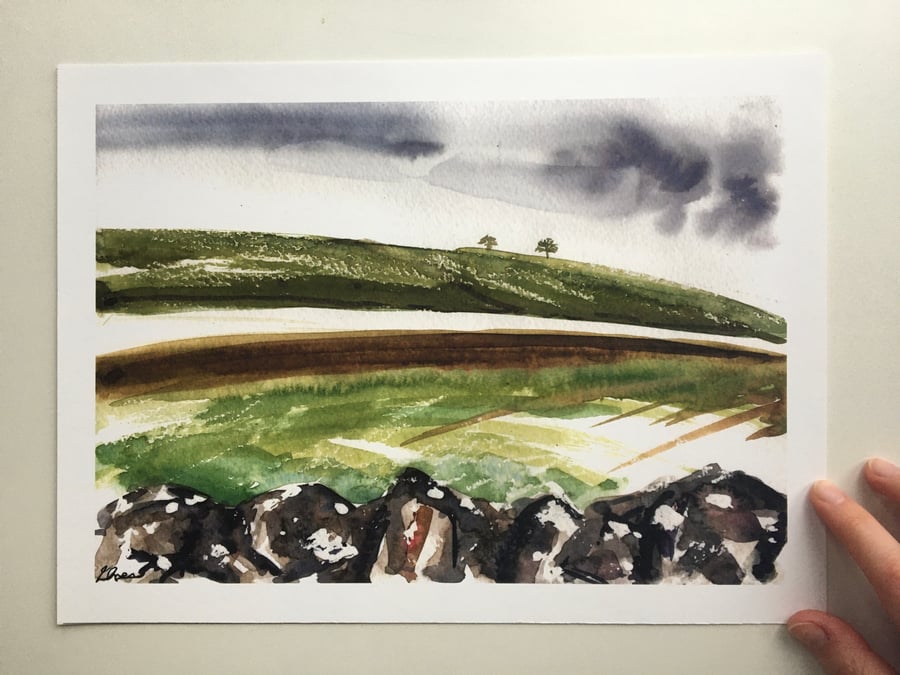 Watercolour Print The Peak District