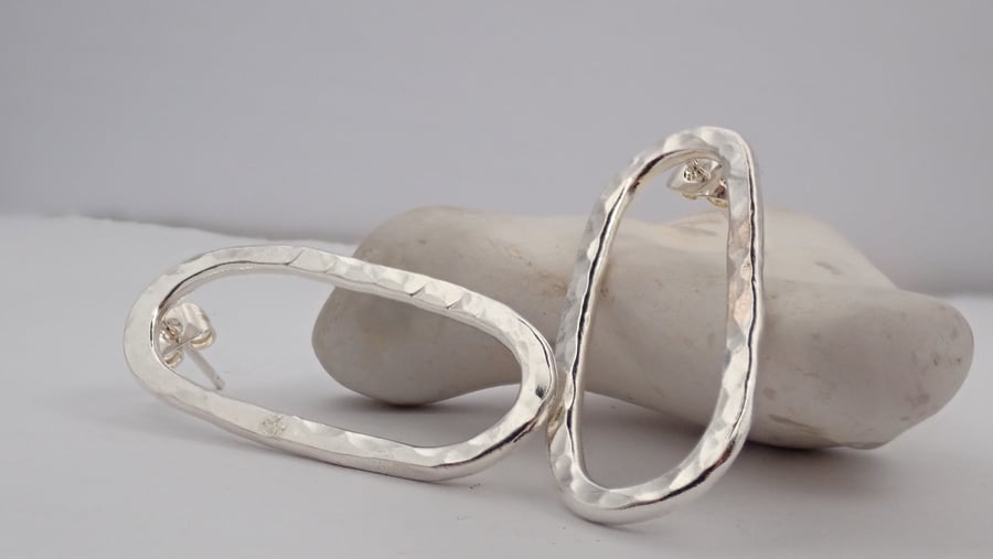 Textured Sterling Silver Loop Earrings