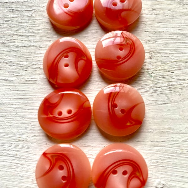 Set of 8 vintage peachy pink buttons 