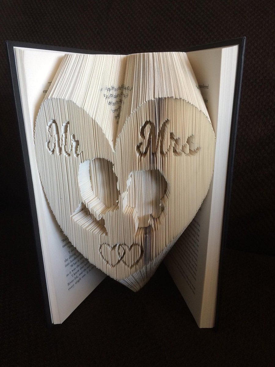 Mr & Mrs, Kissing Couple, Heart COMBI Book Folding Pattern - EMAILED PDF PATTERN