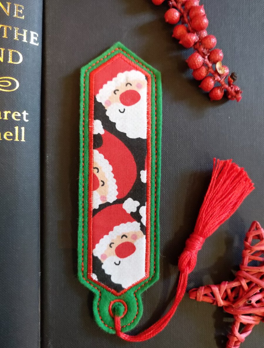 Christmas Santa Bookmark embroidered hand crafted design coordinating tassel