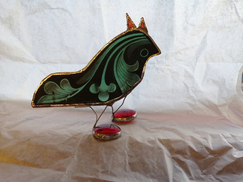 Stained Glass Quirky Christmas Bird -  Pip