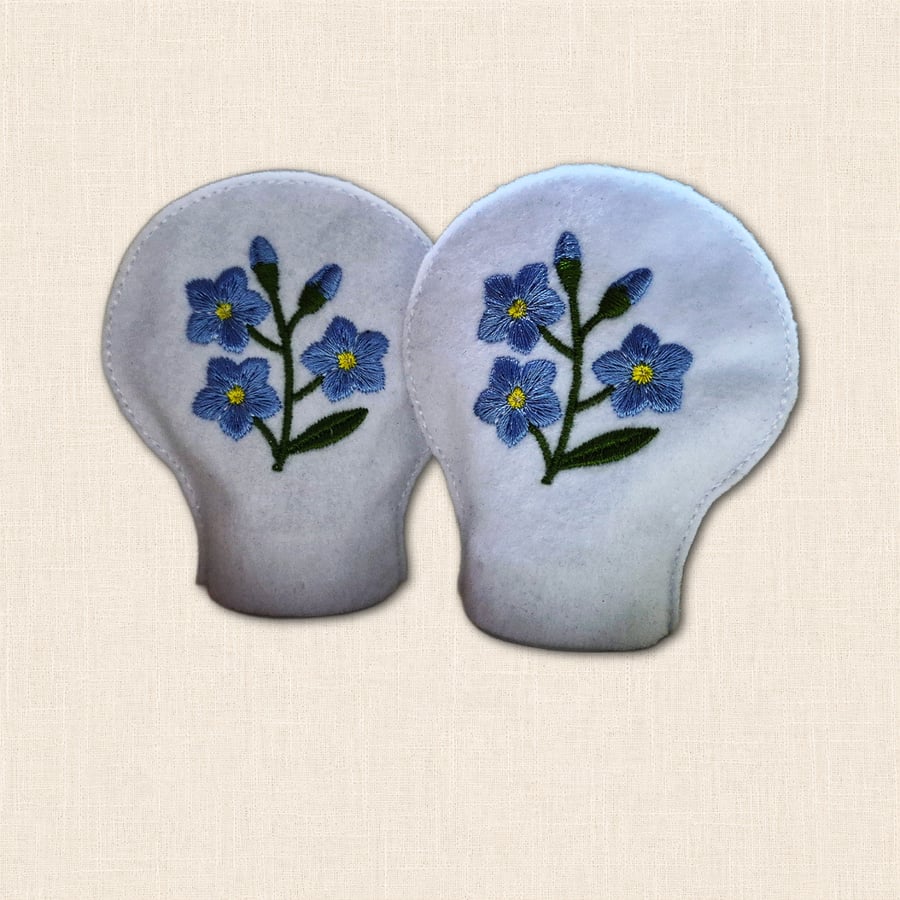 Forget Me Not Tealight Covers - Embroidered Felt Floral Decor