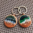 Ocean Wave Resin Keychain: Mini Beach Keyring- Handmade Summer Bag Charm
