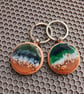 Ocean Wave Resin Keychain: Mini Beach Keyring- Handmade Summer Bag Charm