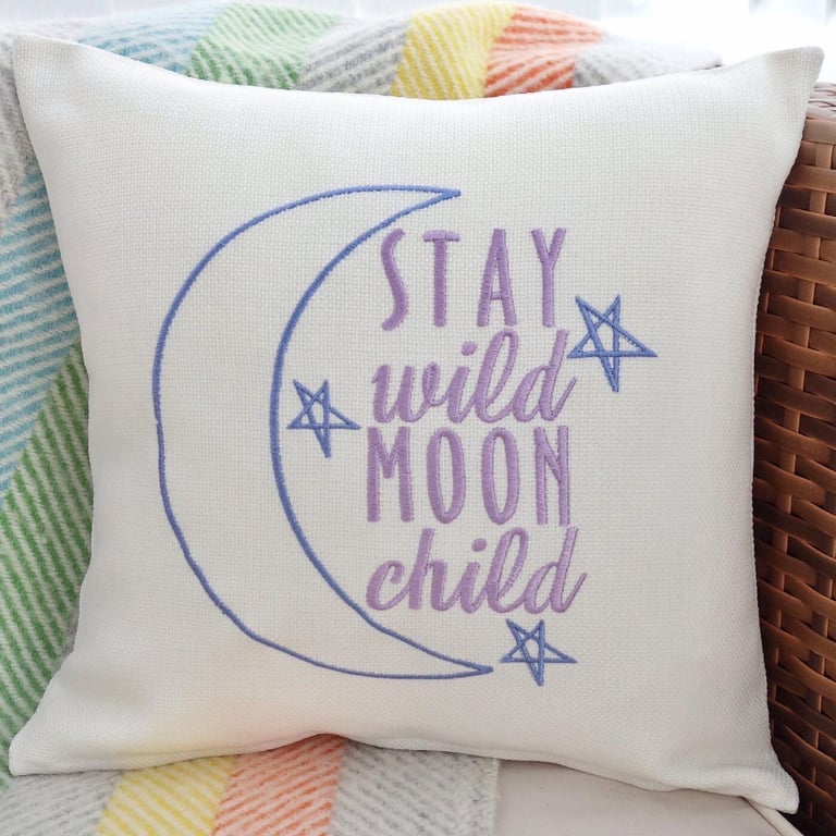 Moon Child: Embroidered Cushion 33cm (13”)