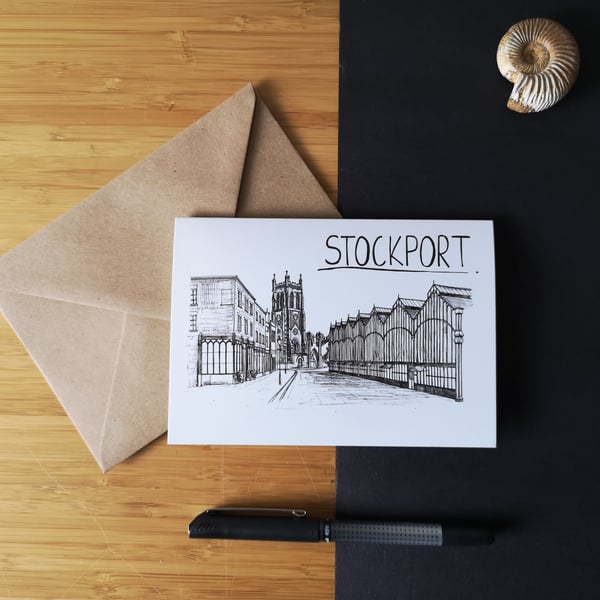 Stockport Skyline Greetings Card