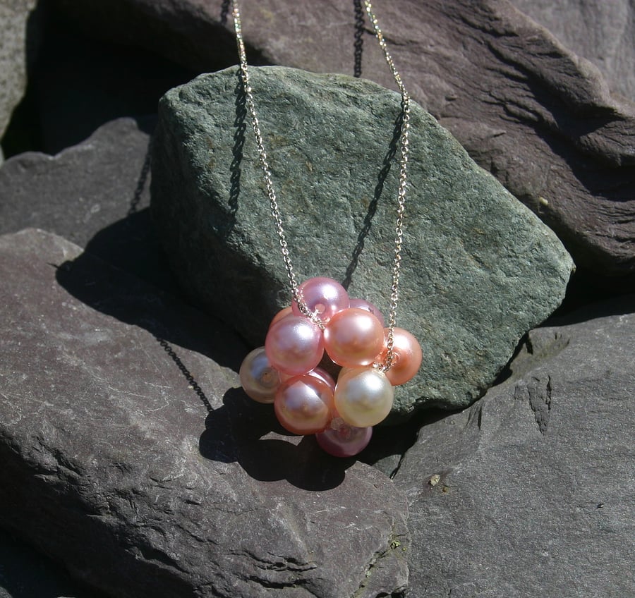Sale 50% off Shades of Pink Acrylic Pearl Pendant Ball.