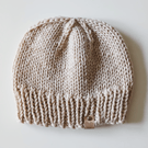 HAND KNIT Ladies Beige Merino Hat